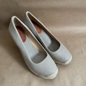 J. Crew Seville Metallic Linen Espadrilles with Jute-Wrapped Heel. Size 7